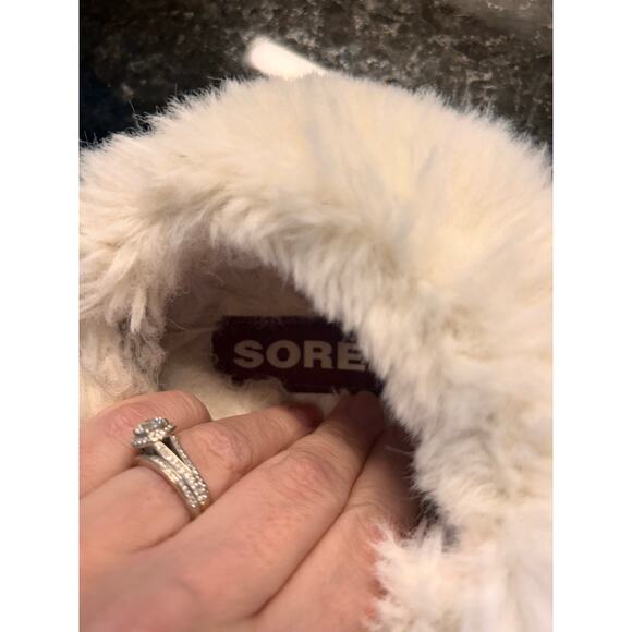 Sorel Go Coffee Run Women's Suede Faux Fur Slip-On Slippers Greyish Tan Size  7 - Picture 10 of 11